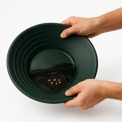 Gold panning step - PAN & WATCH GOLD FLAKES/NUGGETS APPEAR